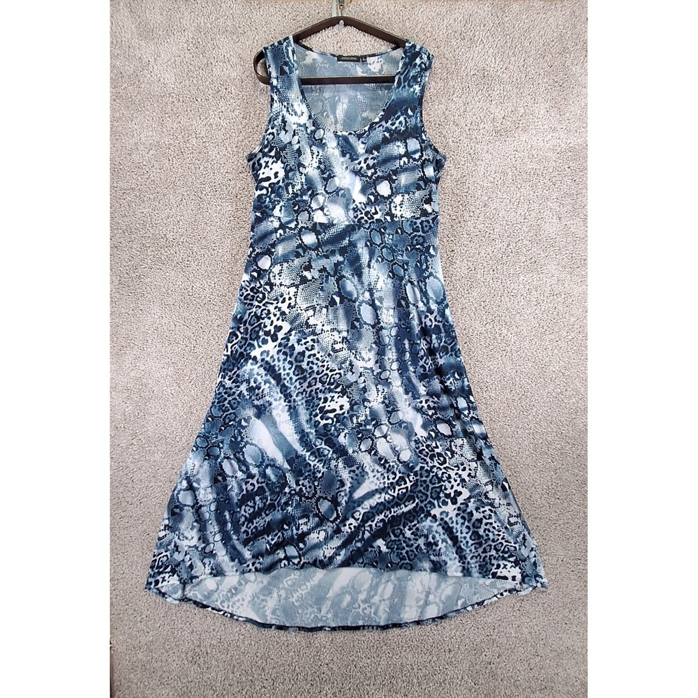 Notations Dress Women Large Blue Snake Print‎ Sleeveless Stretch Evening Summer